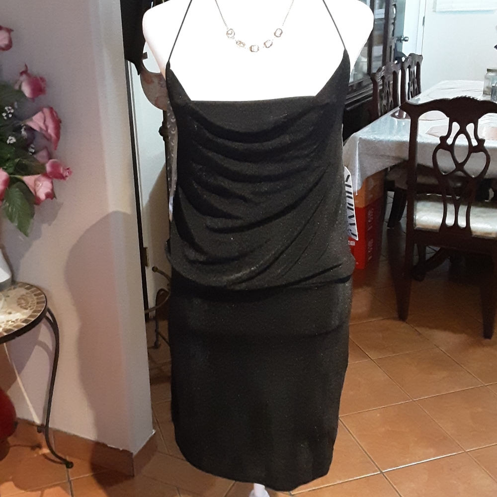 Black material strech dress
